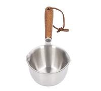Wakects Chauffe-Beurre, Fondoir à Beurre en Acier Inoxydable avec Poignée en Bois, Double Bec Verseur et Balance, Conception à 3 Couches pour Chauffer le Fondant le Lait dans la Cuisine à Domicile