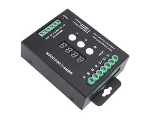 Wakects Décodeur LED 4CH, Décodeur DMX512 RGBW en Plastique DC9V à 24V avec Affichage Numérique 192W à 12V 384W à 24V 15 Effets 10 Niveaux de Vitesse pour l'éclairage de Scène