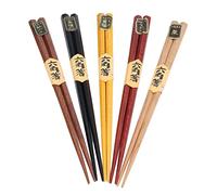 Wakects Ensemble de Baguettes Baguettes en Bois Réutilisables 5 Paires Pointes Antidérapantes de 22,5 Cm Couleurs de Bois Style Japonais pour la Salle à Manger Domestique Débutants en Cuisine