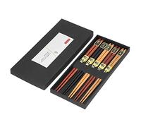 Wakects Ensemble de Baguettes Baguettes en Bois Réutilisables 5 Paires Pointes Antidérapantes de 22,5 Cm Couleurs de Bois Style Japonais pour la Salle à Manger Domestique Débutants en Cuisine