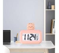 Wakects Horloge électronique Mignonne, Réveil Numérique en Plastique avec écran LED, Affichage de la Température du Calendrier, alimenté par 2 Piles AAA, Horloge de Dessin animé de Chevet pour
