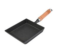 Wakects Poêle à Frire Mini, Poêle à Omelette pour œufs Tamagoyaki, Fonte avec Manche en Bois, Design Anti-chaud, Robuste, Compatible Induction, Gaz, Céramique pour Cuisson des œufs et