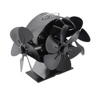 Wakects Ventilateur de Poêle 3 Têtes, Triple Tête 18 Lames, Soufflerie à 270 Degrés avec Grille de Protection, Mini Aluminium pour Poêle à Bois Cheminée