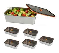 WakiHong 6 PCS Boite Alimentaire Inox 21.8*14.5*6 cm Boîtes de Conservation | avec Couvercle Boite Inox Alimentaire,pour Conserver des Repas ou des Collations,Boîte à Collation Réutilisable
