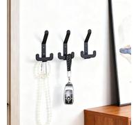 WakiHong 6 pièces Pateres en Métal Avec Vis Patère Porte Manteau Mural Porte Manteau Mural Double Crochet Porte Manteau en Métal Coat Hooks,pour Chambre Salle de bain Cuisine(Noir)