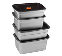 WakiHong Lot de 4 Boîtes de Conservation en Acier Inoxydable Boite inox Boite Alimentaire Inox Réutilisables,pour Conserver des Repas ou des Collations (1200+1800+2200+3200ML)