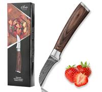 Couteau à éplucher Wakoli Damas, manche en bois de pakka, lame de 6 cm de long, série EDIB