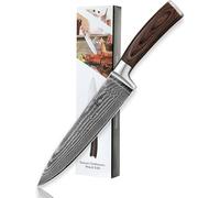 WAKOLI EDIB Couteau de Chef Gyuto en Damas, 20 cm, Manche en Bois de Pakka | pour la cuisine professionnelle, avec lame tranchante à 67 couches et noyau VG10, offrant des coupes nettes et précises