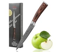 WAKOLI EDIB Couteau Universel de Cuisine Professionnel en Damas, 12,5 cm | lame à 67 couches avec noyau VG10, manche en bois de pakka, pour éplucher, parer et larder, coffret cadeau élégant
