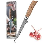 WAKOLI Edib Pro Couteau à Désosser Acier Damas I Lame de 14,5 cm en acier damassé à 67 couches avec noyau VG10 et manche en bois de pakka I Couteau de cuisine professionnel & couteau damassé