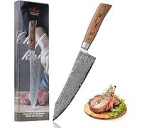 WAKOLI EDIB PRO Couteau Chef Kiritsuke en Damas, 20 cm, Manche en Pakka | professionnel, lame en acier de Damas à 67 couches, noyau VG10, pour trancher et fileter viandes, poissons, légumes et sushis