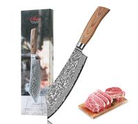 WAKOLI EDIB Pro Couteau de Boucher Professionnel, Acier Damas, Lame 20 cm