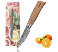WAKOLI EDIB Pro Couteau d'Office à Éplucher Professionnel en Damas, 8 cm | lame damassée à 67 couches, noyau VG10, manche en bois de pakka, tranchant précis, peut être utilisé pour fruits et légumes