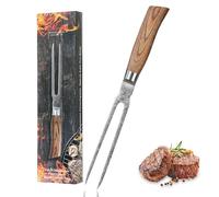 Wakoli EDIB PRO Fourchette à Découper en Damas, 18 cm, Manche en Pakka | professionnelle, acier damassé à 67 couches avec noyau VG10, pour viande et barbecue, gauchers et droitiers, coffret cadeau