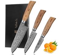 WAKOLI EDIB Pro Set de 3 Couteaux de Cuisine Professionnels en Acier Damas