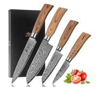 WAKOLI EDIB Pro Set de 4 Couteaux de Cuisine Professionnels en Acier Damas