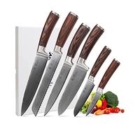 WAKOLI EDIB Set de 6 Couteaux de Cuisine Professionnels en Acier Damas