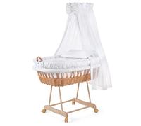 waldin Landau/Berceau Complet,24 modèles Disponibles,Couleur du Tissu Blanc/Points Gris, Cadre/Roues Non traitée