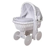 waldin Landau/Berceau Complet avec équipement,26 modèles Disponibles,Cadre/Roues Blanc laqué,Couleur du Tissu Gris/astre Gris