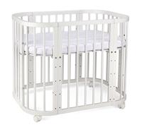 Waldin Lit de bébé 5en1, lit d'appoint en bois, matelas, aéré,sans set de tissu,bois blanc