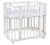 Waldin Lit de bébé 5en1, lit d'appoint en bois, matelas, aéré,sans set de tissu,bois blanc
