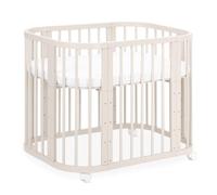 Lit bébé Waldin 5 en 1, lit d'appoint en bois, avec matelas, aéré, sans barrières en tissu, en bois cachemire