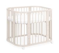 Lit bébé Waldin 5 en 1, lit d'appoint en bois, avec matelas, aéré, sans barrières en tissu, en bois cachemire