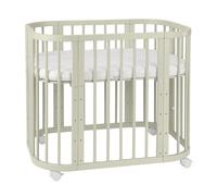 waldin Lit Bébé 5en1, Lit Cododo en Bois, Matelas, Olive | Ventilé, Sommier Réglable sur 5 Niveaux, Lit Évolutif, Fonction Balancelle en Option