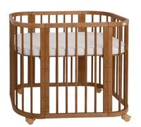 Lit bébé Waldin 5 en 1, lit d'appoint en bois, matelas, aéré, sans ensemble de tissus, bois vintage