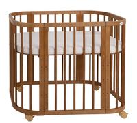 Lit bébé Waldin 5 en 1, lit d'appoint en bois, matelas, aéré, sans ensemble de tissus, bois vintage
