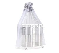 Waldin lit bébé lit d'enfant 7en1 avec matelas, lit d'enfant évolutif,tissus gris,bois blanc