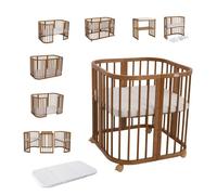 Waldin lit bébé lit d'enfant 7en1 avec matelas, lit d'enfant évolutif,sans set de tissu,bois vintage
