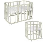 Waldin lit bébé lit d'enfant 7en1 avec matelas, lit d'enfant évolutif,sans set de tissu,bois olive