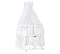 Waldin lit bébé lit d'enfant 7en1 avec matelas, lit d'enfant évolutif,tissus blanc,bois blanc