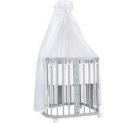 Waldin lit bébé lit d'enfant 7en1 avec matelas, lit d'enfant évolutif,tissus blanc,bois gris