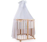 Waldin lit bébé lit d'enfant 7en1 avec matelas, lit d'enfant évolutif,tissus blanc,bois naturel