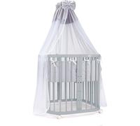 Waldin lit bébé lit d'enfant 7en1 avec matelas, lit d'enfant évolutif,tissus gris,bois gris