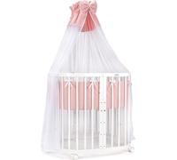 Waldin lit bébé lit d'enfant 7en1 avec matelas, lit d'enfant évolutif,tissus saumon,bois blanc