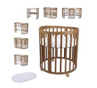 Waldin Lit de bébé OWAL Lit d'enfant 7en1 avec matelas, lit évolutif pour enfants,Sans set de tissu,bois vintage