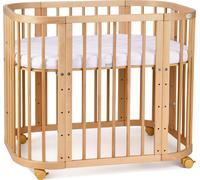 Waldin Lit de bébé 5en1, lit d'appoint en bois, matelas, aéré,sans set de tissu,bois olive