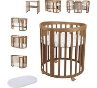 Waldin Lit de bébé OWAL Lit d'enfant 7en1 avec matelas, lit évolutif pour enfants,Sans set de tissu,bois vintage