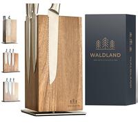 WALDLAND Bloc à couteaux de qualité supérieure sans couteau,Bloc à couteaux magnétique et rotatif à 360°,En bois d'acacia élégant et robuste,Bloc en bois,Organiseur de cuisine