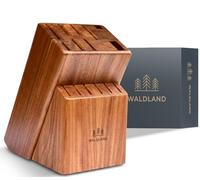 WALDLAND Bloc à couteaux de qualité supérieure sans couteaux - Bloc à couteaux en bois d'acacia robuste - Porte-couteaux pour 15 couteaux - Convient pour fusil à aiguiser - Porte-couteaux - Bloc en