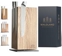 WALDLAND Bloc à couteaux de qualité supérieure sans couteaux - Bloc à couteaux magnétique et rotatif à 360° en bois de chêne élégant et robuste - Porte-couteaux magnétique pour couteaux - Bloc en bois