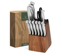 WALDWERK Ensemble de couteaux 11 pièces avec bloc et aiguiseur intégré - Couteau à steak - Couteaux de cuisine