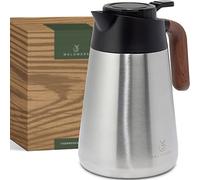 WALDWERK Pichet Isotherme (1,5L) - Thermos en Acier Inoxydable 304 à Double Paroi avec Poignée en Imitation Bois - Carafe Isotherme avec Bec Verseur Anti-goutte