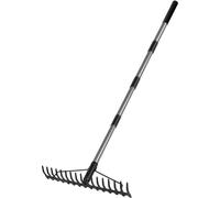Walensee Râteau de jardin 165cm Râteau métallique avec 17 dents en acier Poignée en acier inoxydable