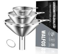Walfos® Entonnoir en acier inoxydable, petit entonnoir, paquet de 3 Mini entonnoirs de cuisine pour transférer les huiles, le sel, le sucre, les parfums, les huiles essentielles et plus encore.