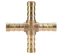 Walfront 5pcs 4-Way Tee raccord en Laiton Tuyau colleur, connecteur barbelé Croix air Eau gaz 6/8/10 / 12mm(8mm)