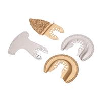 Walfront Ensemble de Lames de Scie Oscillantes Kit d'outils Multiples en Carbure 4 Pièces Lames de Segment de Doigt Semi-circulaires pour Couper, Meuler le Coulis de Béton, le Carrelage, la